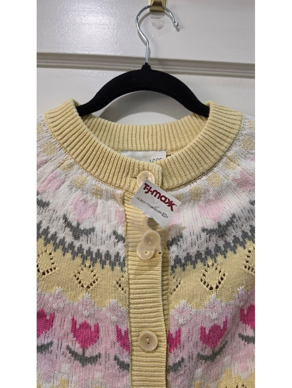 Freshman 1996 Yellow Floral Knit Cardigan Sweater Size Small NWOT - Picture 4 of 7